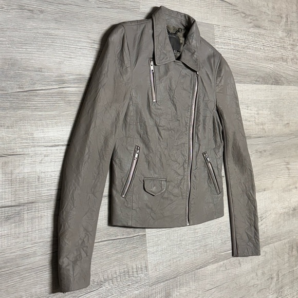 BLACK FRIDAY SALE - MUUBAA - Lamb Leather Jacket, Gulrro Biker in Hard Grey - Picture 5 of 10
